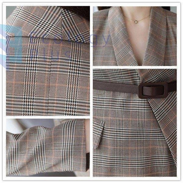 セットアップスカートスーツレディース2点セット 長袖チェック柄