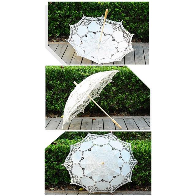 日傘 レース 遮光 UVカット 長傘 レディース ホワイト 白 かわいい