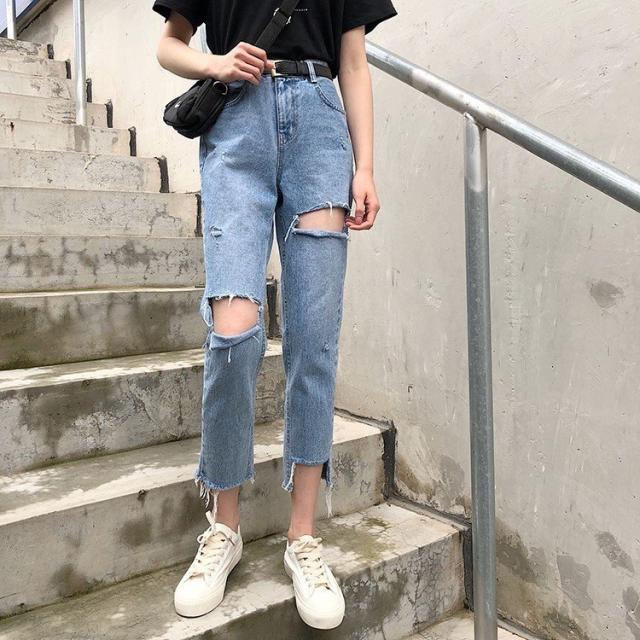 デニムパンツ ストレート ダメージ ジーンズ ジーパン ボトムス