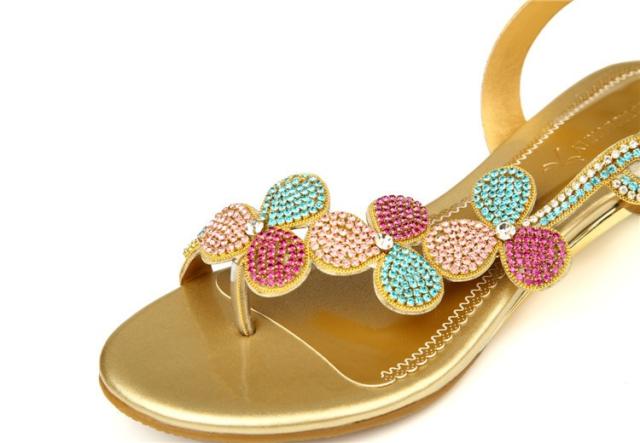 ビジューラインストーン フラット サンダル ビジュー 靴 ぺたんこ