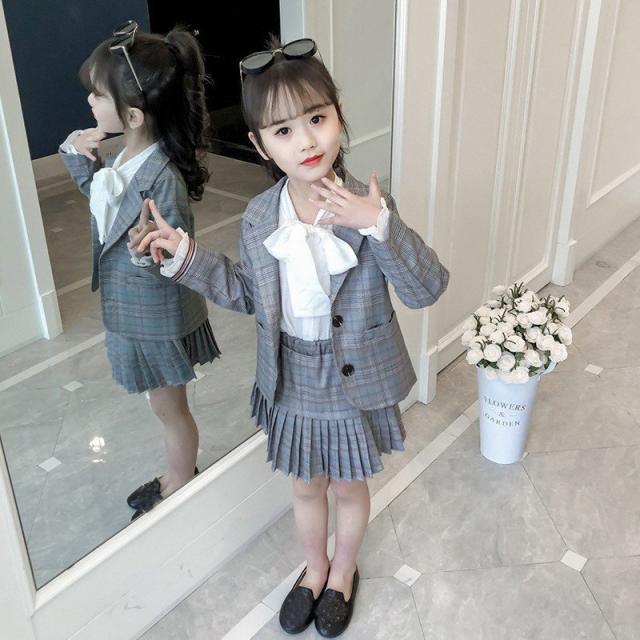 韓国子供服 3点セット 春秋 コート プリーツスカート スーツジャケット 韓国子供服 3点セット 春秋 コート プリーツスカート スーツジャケット