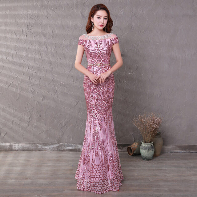 日本公式品 イブニングドレス パーティードレス 安い 可愛い マーメイド ロング ノースリーブ 半袖 フィッシュテール パーティー ナイトクラブ Seal限定商品 Www Arnab Ae