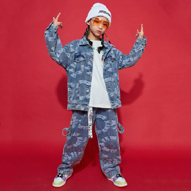 Expectation ダンス ヒップホップ キッズダンス 派手 デニム ジャケット Gシャツ 女の子 男の子 Jazz 原宿系 ダンスウェア 演出服 ストリート 練習着 新商品 Carlavista Com