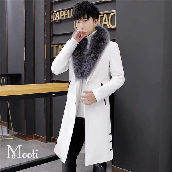 レザーコート ファッション メンズ トレンチコート フェイクファー