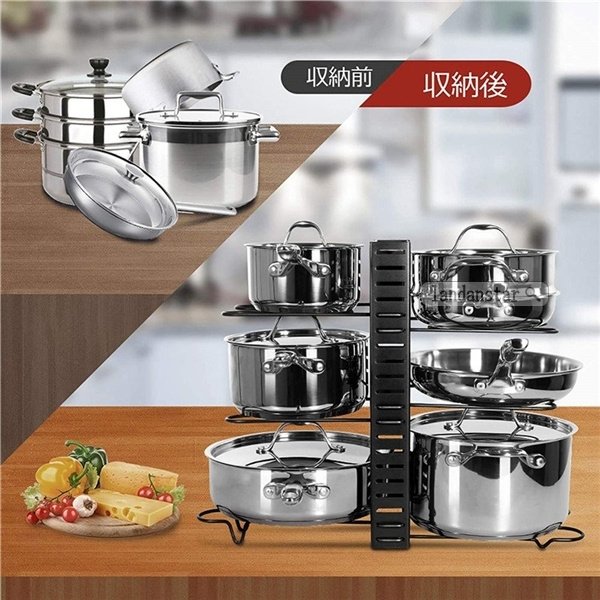 楽天市場】フライパンラック 鍋収納 耐荷重50KG 鍋蓋スタンド 収納キッチンラック シンク下 収納棚 簡単組立 省スペース : AWESLING 鍋ラック 収納ラック キッチンはパンチフリーポットの蓋ラックを大きく使用します フライパンラック (色 : Black, Size