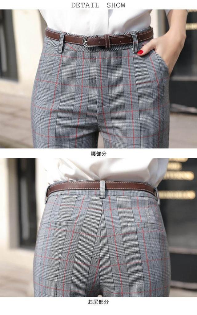 テーパードパンツ グレンチェック レディース スラックス