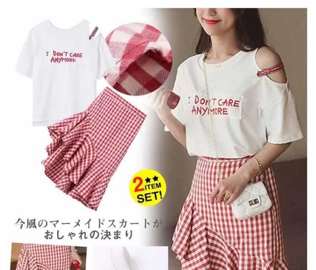Admiral チェック柄 Tシャツ スカート セット Lサイズ Admiral チェック柄 Tシャツ スカート セット Lサイズ - メルカリ