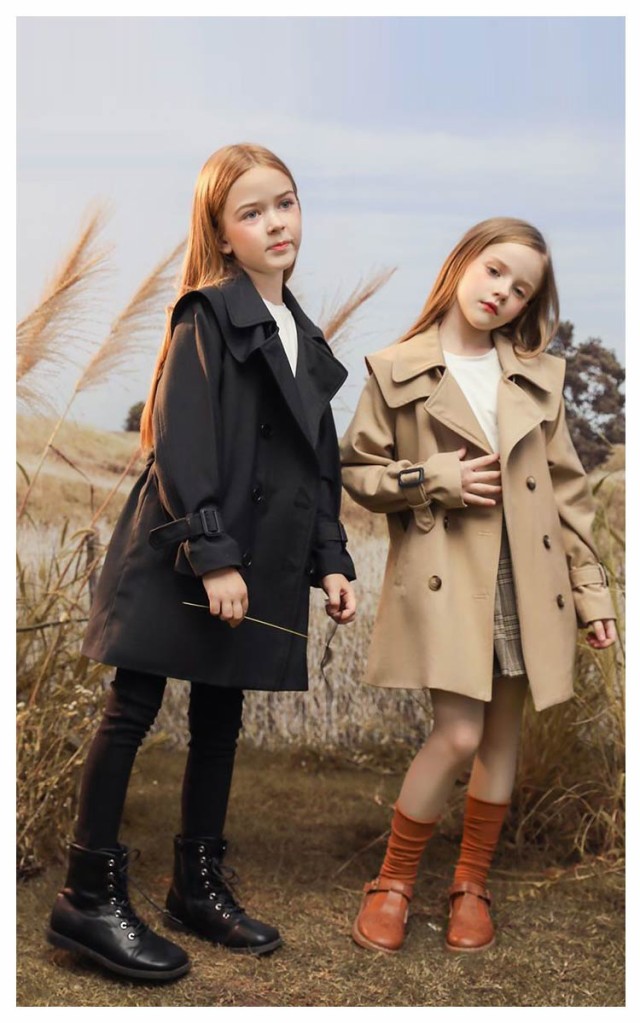 トレンチコート 140 春秋 ロングコート 子供 チェスターコート