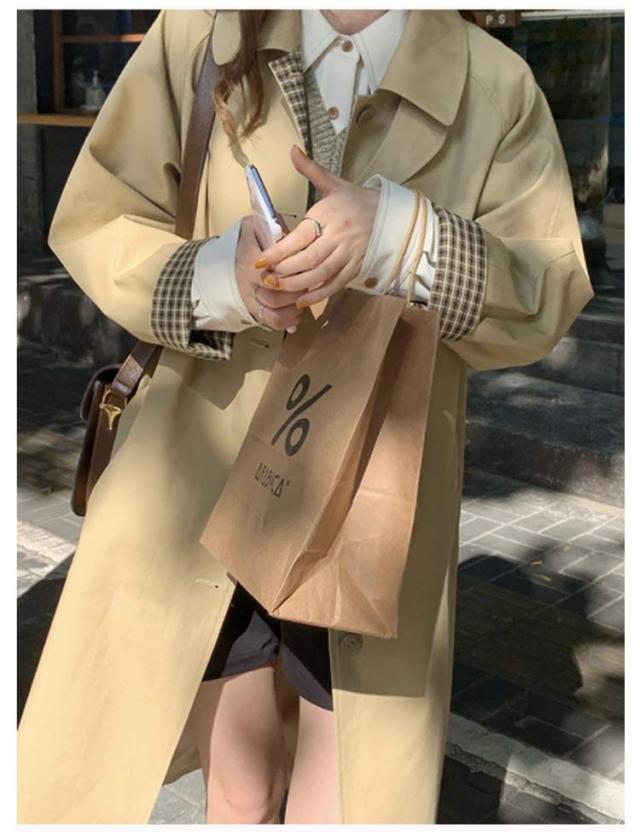 ✨美品✨コーチ　ステンカラーコート　レディース　裏地総柄　レッド　XL ステンカラーコート トレンチコート 裏地 チェック柄 ロング