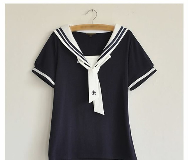 セーラーTシャツ 森ガール系 マリン 刺繍 セーラー風 半袖 ブラウス Tシャツ ボーダー柄Tシャツ カットソー 無地 ボーダーの通販はau PAY  マーケット - MMC | au PAY マーケット－通販サイト