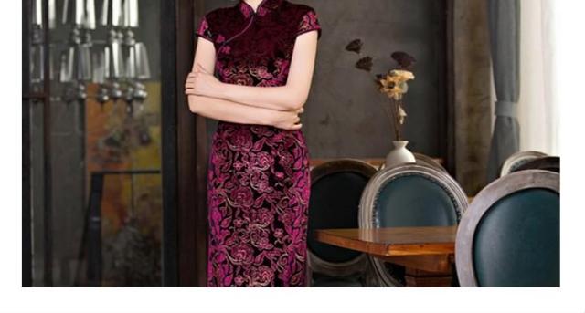 半袖チャイナドレス ロング丈チャイナドレス 旗袍 レディース 花柄