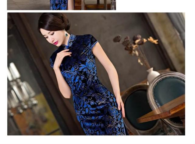 半袖チャイナドレス ロング丈チャイナドレス 旗袍 レディース 花柄