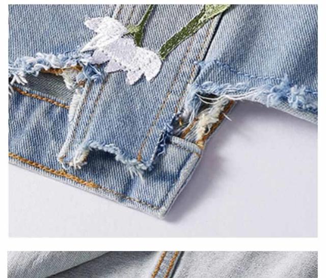 極美品 スーパービューティー　デニムジャケット ビジュー 花柄刺繍  XL cawaii（カワイイ）の「ビジュー輝く花レースデコレーション