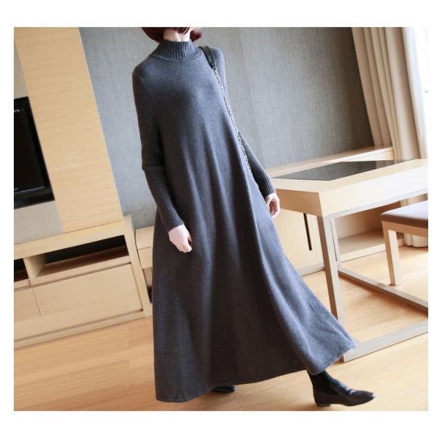 春 ロング ひざ丈 部屋着 ニットワンピース 大きいサイズ 40代 体型カバー 春冬 通販 長袖 体型カバー マキシワンピース ワンピース ニット ロングワンピース 春