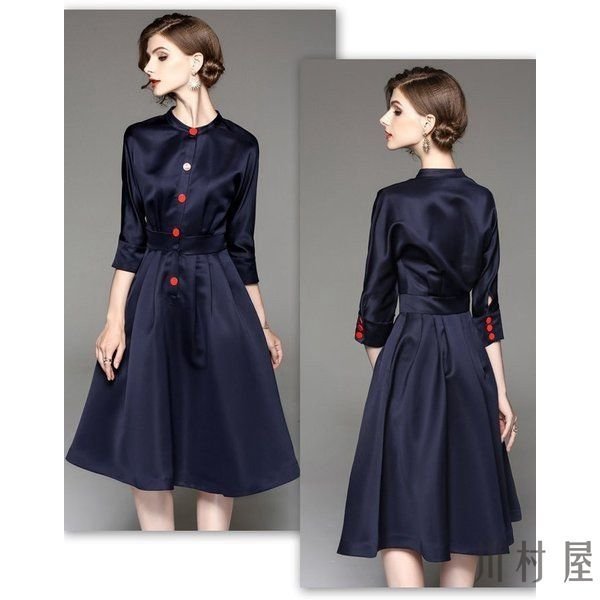 大注目 ワンピース レディース 40代 秋 膝丈ワンピース キレイめ 通勤 シャツワンピース 七分袖 Aライン フォーマルワンピース 二次会 ロングワ 時間指定不可 Carlavista Com