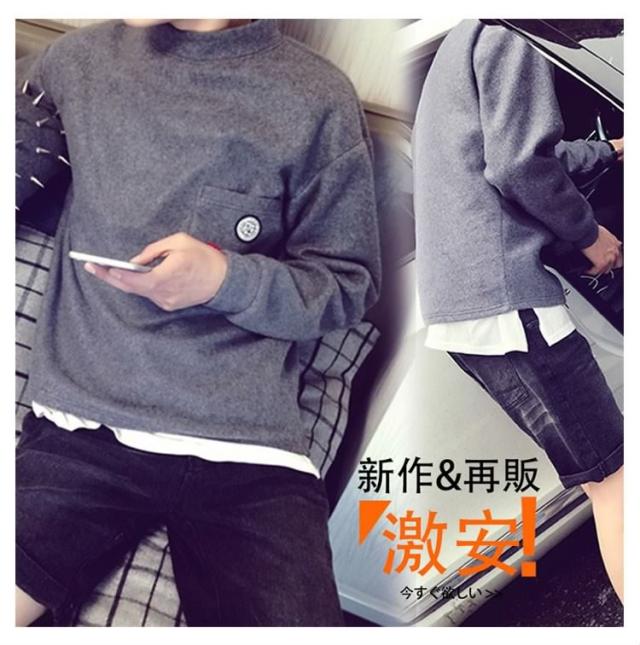 出群 送料無料プルオーバー パーカー パーカ ハイネック スウェット 渋谷系 原宿風 スウェットトレーナー メンズ