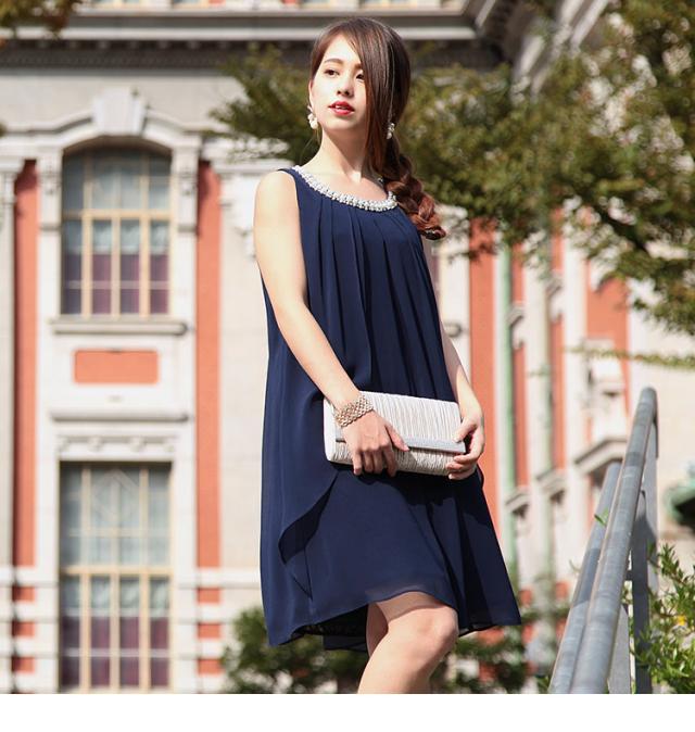 パーティードレス ドレス ワンピース ワンピ 袖なし 膝丈 ミニ