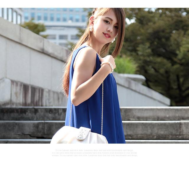 パーティードレス シフォン×レース ドレープドレス ワンピース