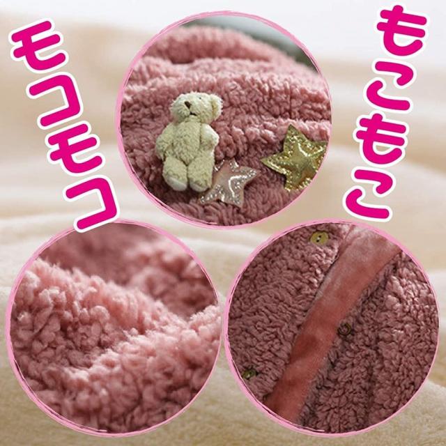 かい巻き ダメ着 レディース 着る毛布 クマ モコモコ 返品送料無料 ピンク ポンチョ ルームウェア