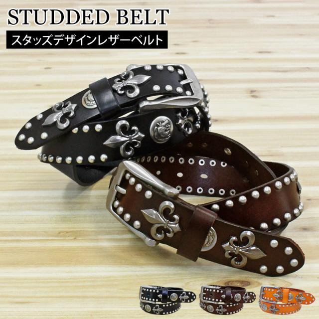 メンズ メンズファッション メンズカジュアル 通販 ベルト メンズ 本革 レザー ウエスタン スタッズベルト スカル コンチョ 牛革 花柄 百合 紋章 男女兼用 ZK-58