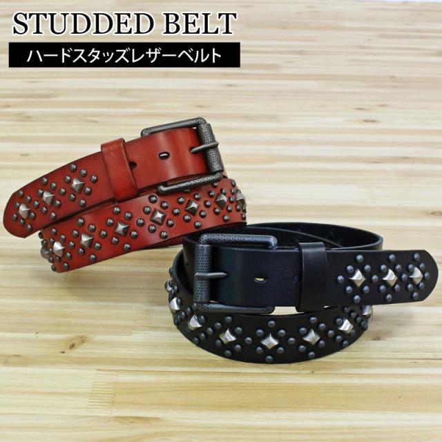メンズ メンズファッション メンズカジュアル 通販 ベルト メンズ 本革 レザー ハードスタッズベルト 男女兼用 ZK-64