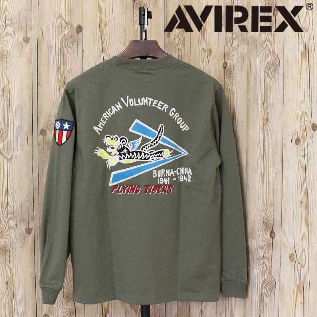 AVIREX アヴィレックス EMB FLYING TIGER L/S T-SHIRT ロンT 長袖 Tシャツ 783-5230021 クルーネック ミリタリー トップス アビレックス メンズ ブランド