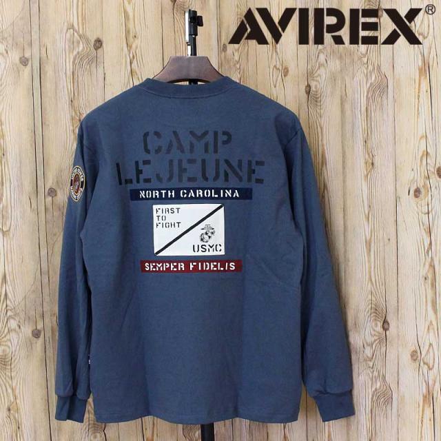 AVIREX アヴィレックス CAMP LEJEUNE PATCHED L/S T-SHIRT ロンT 長袖 Tシャツ 783-5230028 クルーネック ミリタリー トップス アビレックス メンズ ブランド