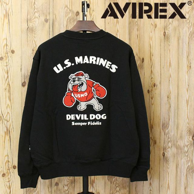 AVIREX アヴィレックス USMC BULLDOG CREWNECK SWEAT 783-5232005 クルーネックスウェット ブルドッグ 裏毛 トレーナー メンズ 長袖 トップス アビレックス