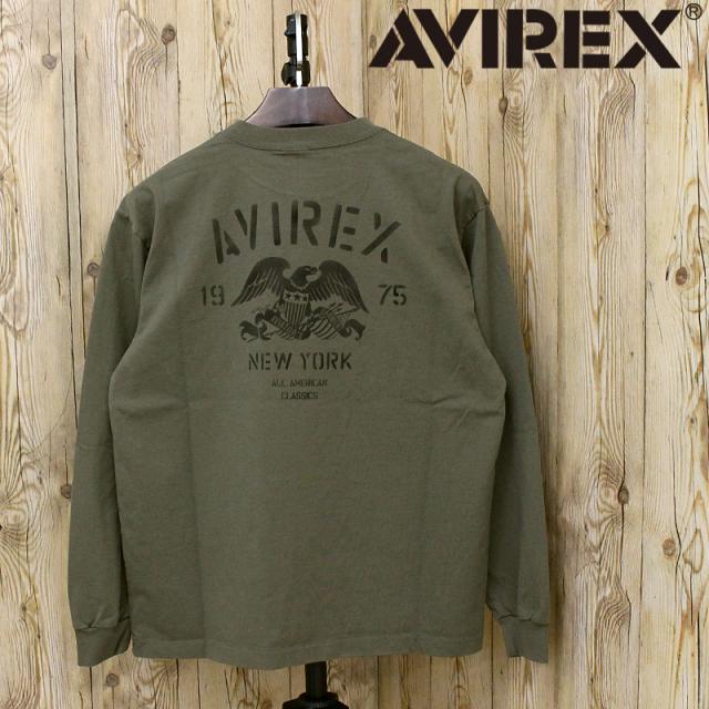 AVIREX アヴィレックス STENCIL L/S T-SHIRT 783-6130006 ステンシルプリント 長袖Tシャツ ロングTシャツ ロンT メンズ クルーネック トップス アビレックス
