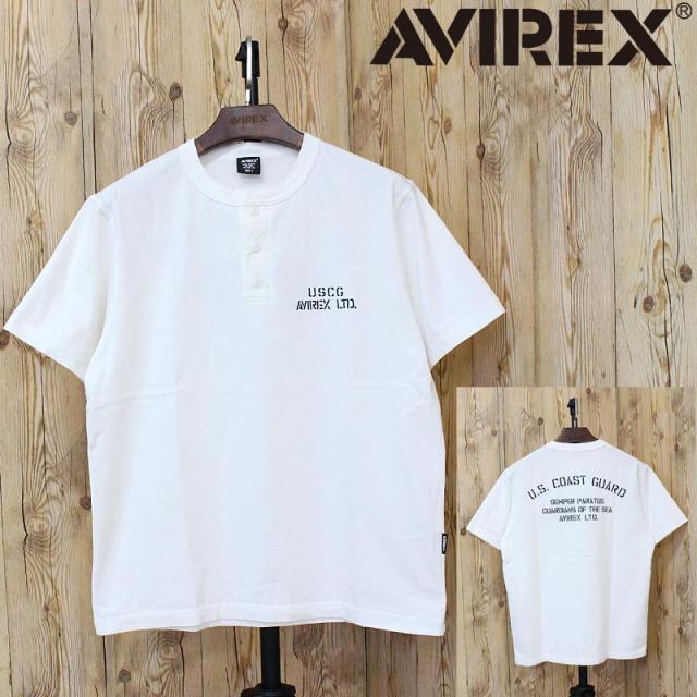 AVIREX アヴィレックス FADED S/S MIL HENRY TEE ヘンリーネック 半袖Tシャツ 783-6134030 コットン 綿 刺繍 アビレックス ミリタリー トップス メンズ ブランド
