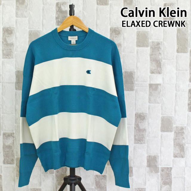 Calvin Klein カルバンクライン CK ストライプ スノーウィー リラックス クルーネック ボーダー ニット セーター LS STRIPED SNOWY RELAXED CREWNK メンズ ブランド