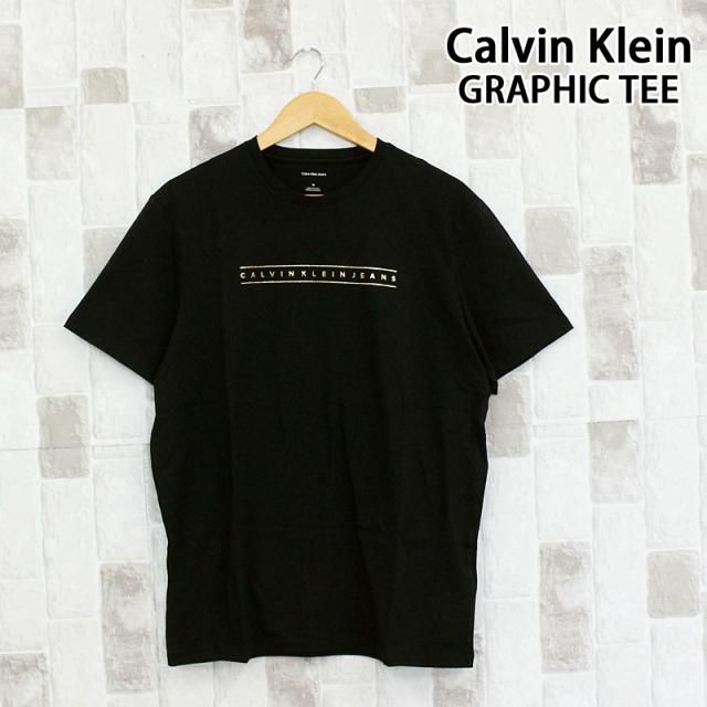Calvin Klein カルバンクライン CKJ ゴールドストライプ グラフィックTシャツ SS 30S CKJ GOLD STRIP クルーネック 半袖 Tシャツ トップス メンズ ブランド 4R8049S
