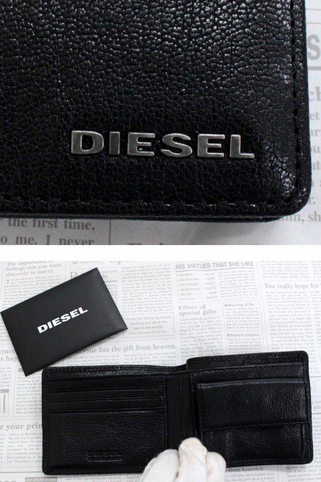 送料無料 DIESEL ディーゼル 財布 2つ折り ウォレット レザー 本革