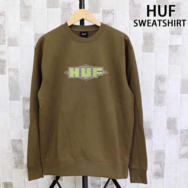 HUF HUF ハフ コーデュロイアップリケ クオリティ クルーネックスウェット QUALITY CREWNECK 裏起毛 トップス 長袖 トレーナー スウェットシャツ プルオーバー メンズ ストリート スケーター ブランド PF00689