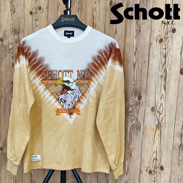 Schott ショット TIE-DTE EAGLE ロングTシャツ タイダイ イーグル クルーネック トップス メンズ ブランド