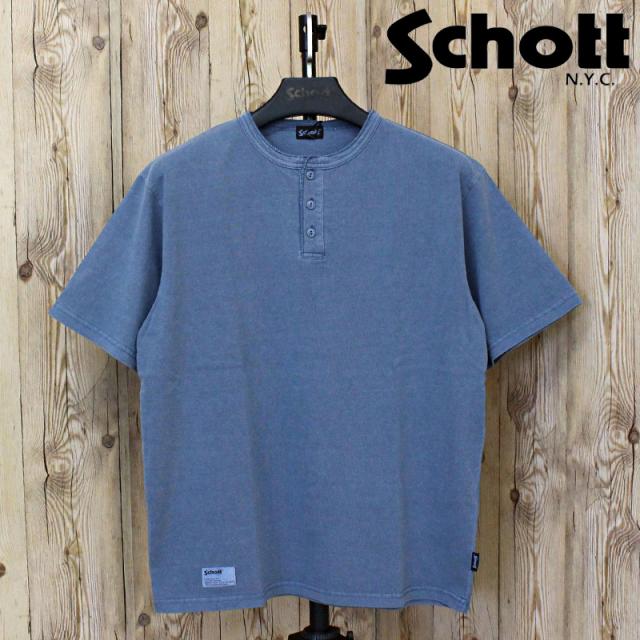 Schott ショット PIGMENT O/D HENLEY NECK SS T-SHIRT ピグメント ヘンリーネック 無地 半袖Tシャツ 綿100% コットン トップス 782-5934008 メンズ 人気 ブランド 春 夏