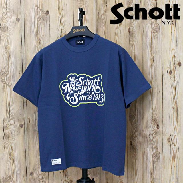 Schott ショット T-SHIRT CURSIVE SCRIPT 782-5134030 カーシヴ スクリプト プリント 半袖Tシャツ 綿100％ コットン トップス メンズ 人気 ブランド 春 夏