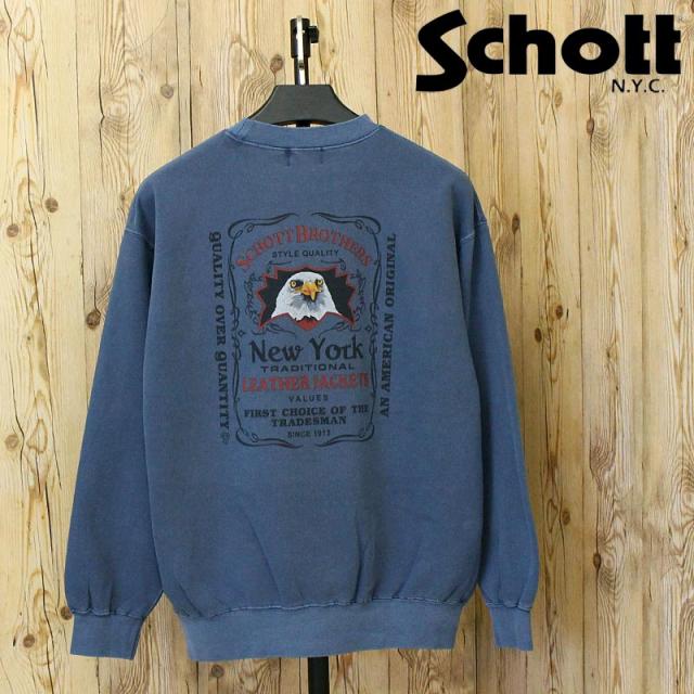 Schott ショット PIGMENT EAGLE CREW SWEAT 782-5232005 ピグメント イーグル クルースウェット トレーナー メンズ 長袖 トップス