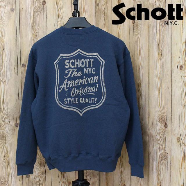 Schott ショット SHIELD CREW KNIT SWEAT 782-6132002 シールド クルー ニットスウェット トレーナー 長袖 トップス メンズ ブランド