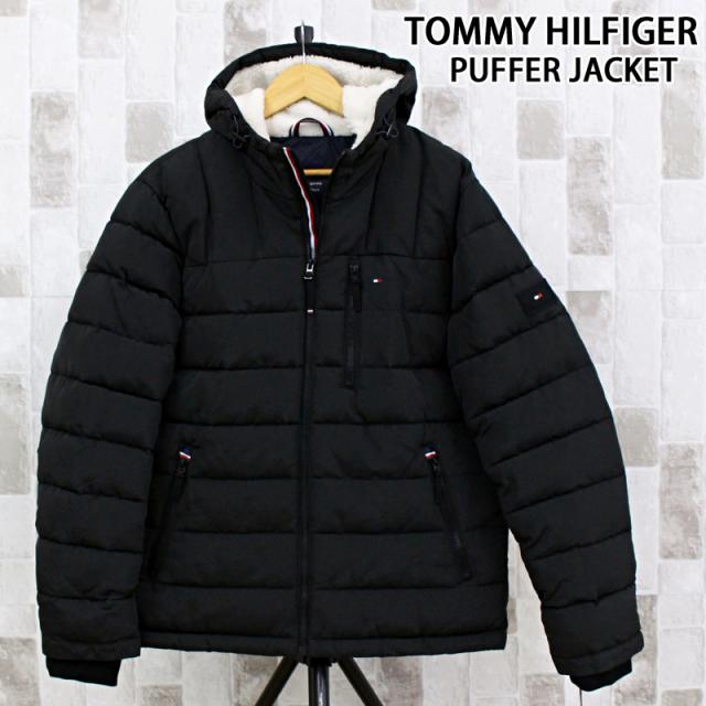 TOMMY HILFIGER トミー ヒルフィガー シェルパフード パファージャケット QUILTED POLY TWILL PUFFER JACKET W SHERPA LINED HOOD 151AP213 ロゴ フードボア 中綿 アウター ブルゾン メンズ ブランド