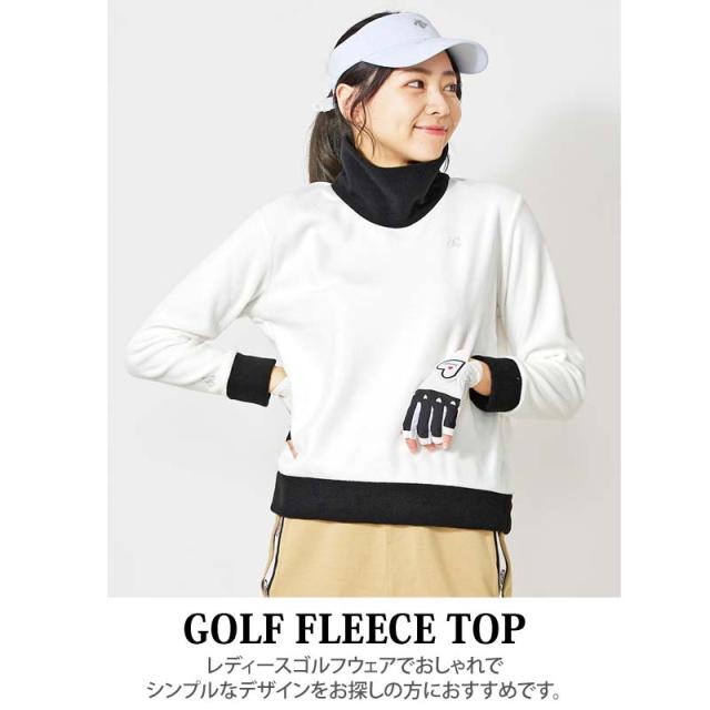 ゴルフウェア レディース gs GOLF フリース ニットセーター オフタートルネック トップス ロゴ刺繍 無地 おしゃれ 秋冬 ブランド
