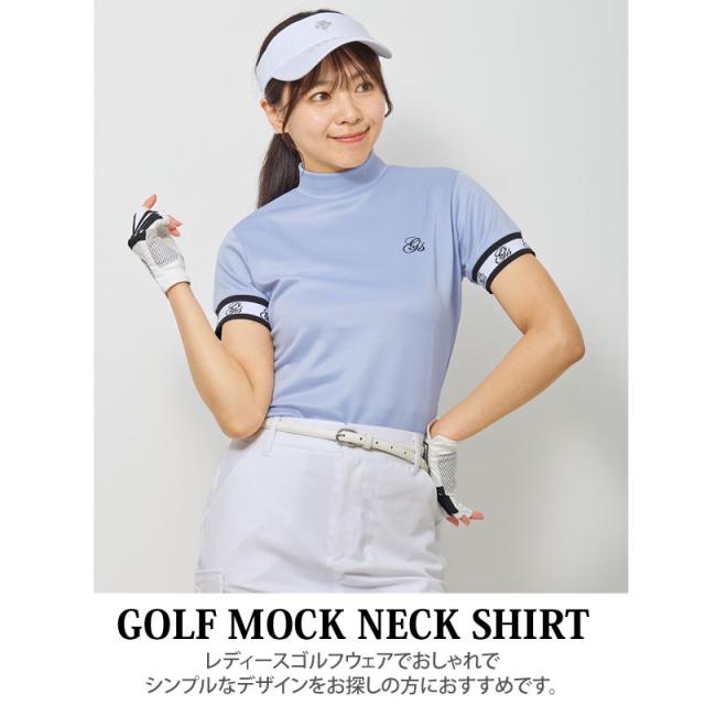 メンズ メンズファッション メンズカジュアル 通販 ゴルフウェア レディース モックネック gs GOLF ポロシャツ ハイネック 半袖 ストレッチ 袖ロゴリブ トップス 刺繍 無地 おしゃれ かわいい 韓国系 春夏 gs-012