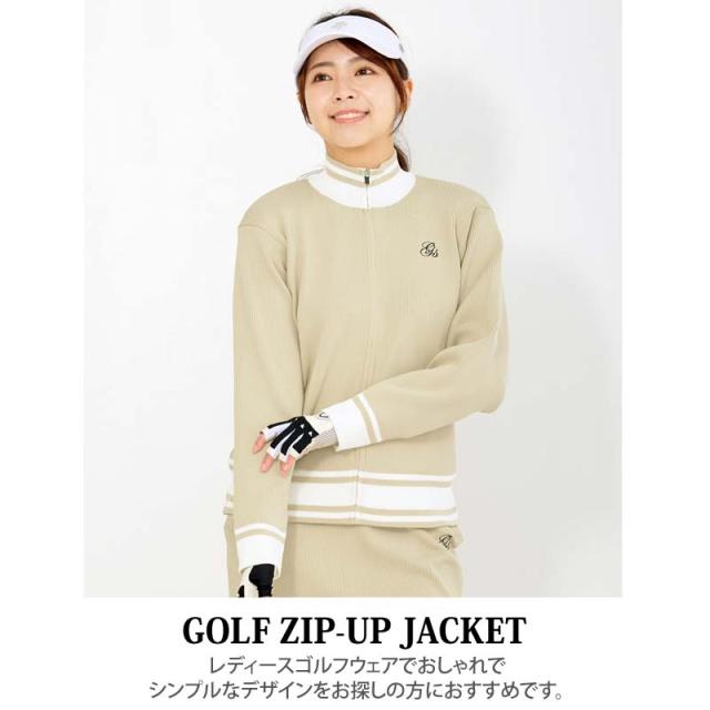 ゴルフウェア レディース gs GOLF ジップアップニットジャケット トップス ライン切替 おしゃれ かわいい 韓国系 秋冬 春夏 ブランド