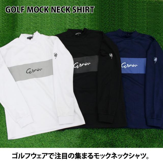 ゴルフウェア,メンズ,モックネックシャツ,GIORNO,SEVEN,ジョルノセブン,ハイネック,トップス,ポロシャツ,長袖,無地,おしゃれ,ロゴ,春夏,秋冬,YMS-043