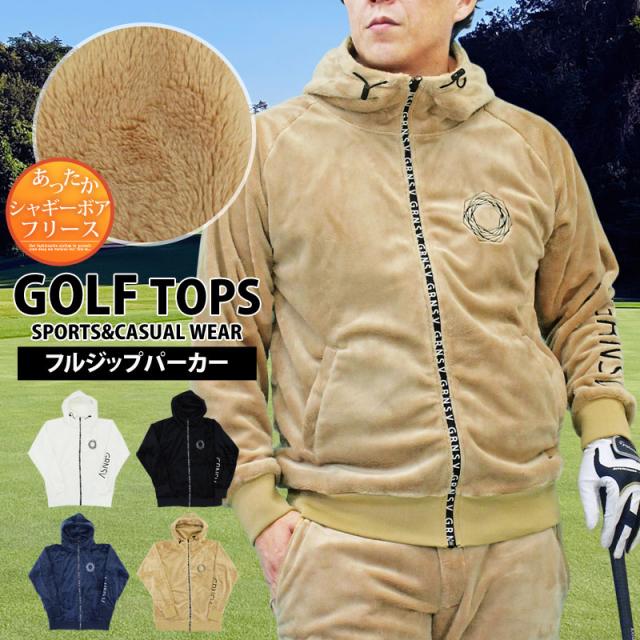 メンズ メンズファッション メンズカジュアル 通販 ゴルフウェア メンズ ジップアップパーカーGIORNO SEVEN ジョルノセブン シャギーボアフリース 暖かい トップス ジャケット ブルゾン ロゴ 刺繍 ブランド 秋冬 YMS-121