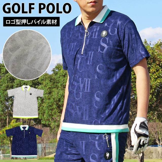 メンズ,メンズファッション,メンズカジュアル,通販,ゴルフウェア,ポロシャツ,メンズ,GIORNO SEVEN,ジョルノセブン,ハーフジップ,サマーパイルロゴ,半袖,春夏,トップス,YMS-057