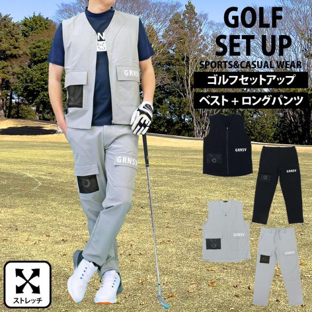 メンズ メンズファッション メンズカジュアル 通販 ゴルフセットアップ メンズ 多機能 上下セット ゴルフウェア GIORNO SEVEN ジョルノセブン ゴルフパンツ ベスト ポリエステルストレッチ おしゃれ YMS-096S