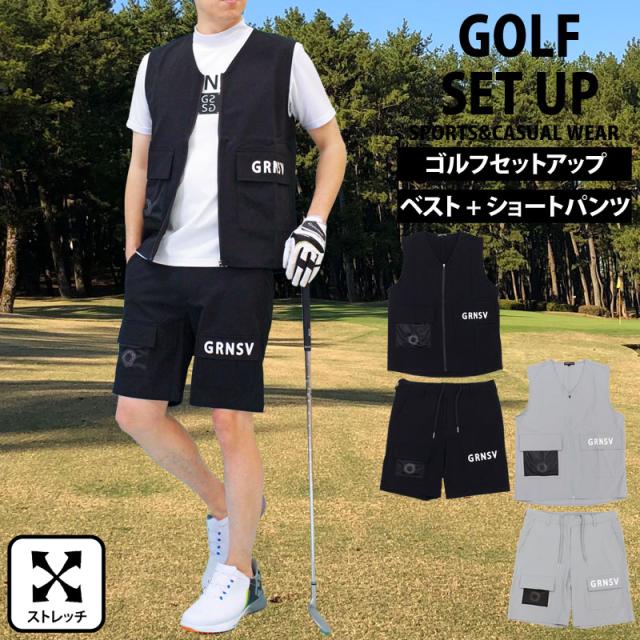 メンズ メンズファッション メンズカジュアル 通販 ゴルフセットアップ メンズ 多機能 上下セット ゴルフウェア GIORNO SEVEN ジョルノセブン ゴルフショートパンツ ベスト 春夏 YMS-095S