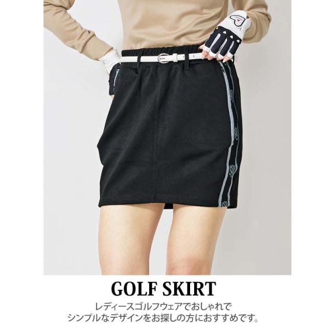 ゴルフスカート レディース ゴルフウェア gs GOLF インナーパンツ付 タイト スウェットジャージ リブロゴライン切替 秋冬 春夏 ブランド