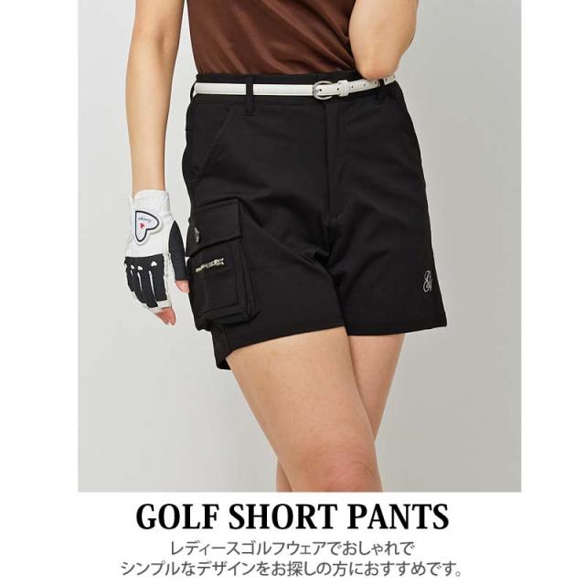 ゴルフショートパンツ レディース ゴルフウェア gs GOLF ハーフパンツ ストレッチチノ素材 カーゴポケット ウエストゴム おしゃれ 秋冬 春夏 ブランド かわいい 韓国系 gs-021